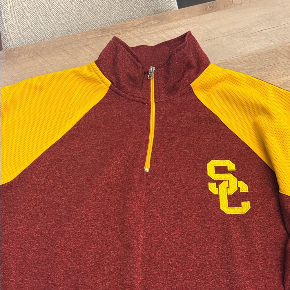 Men's Cardinal USC Trojans Big & Tall Mesh Yoke Quarter-zip- pullover - Picture 6 of 14